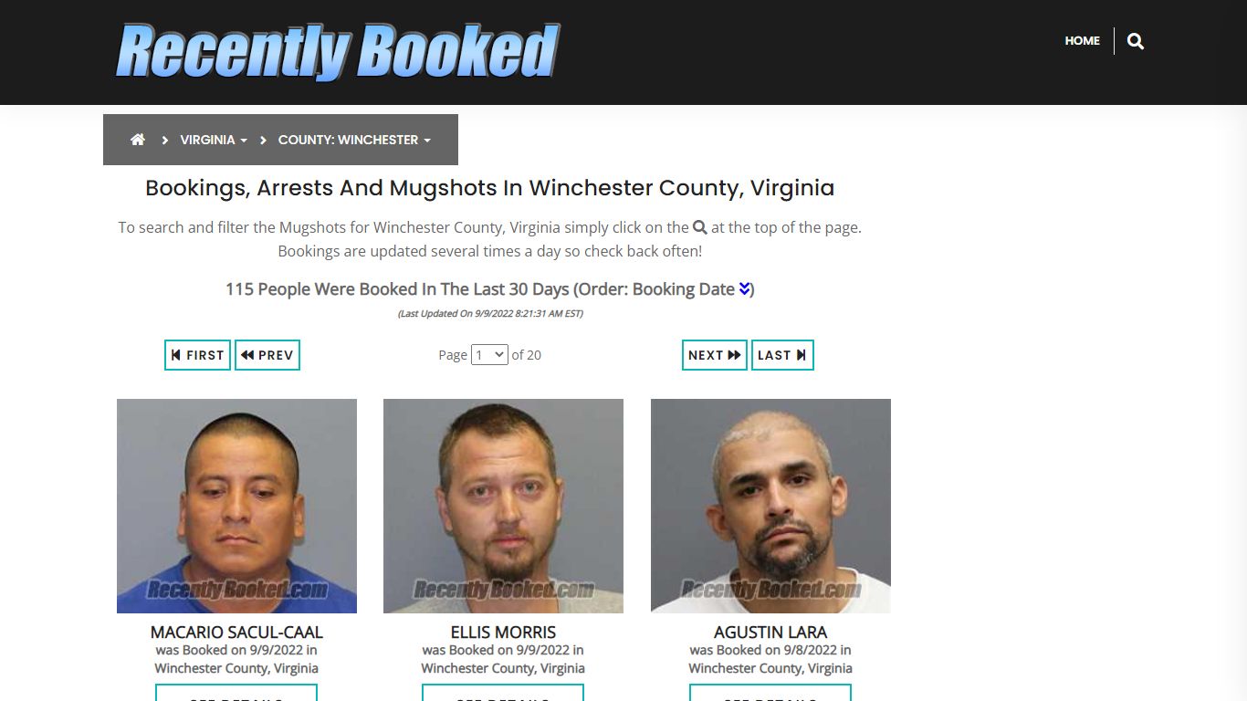 Bookings, Arrests and Mugshots in Winchester County, Virginia