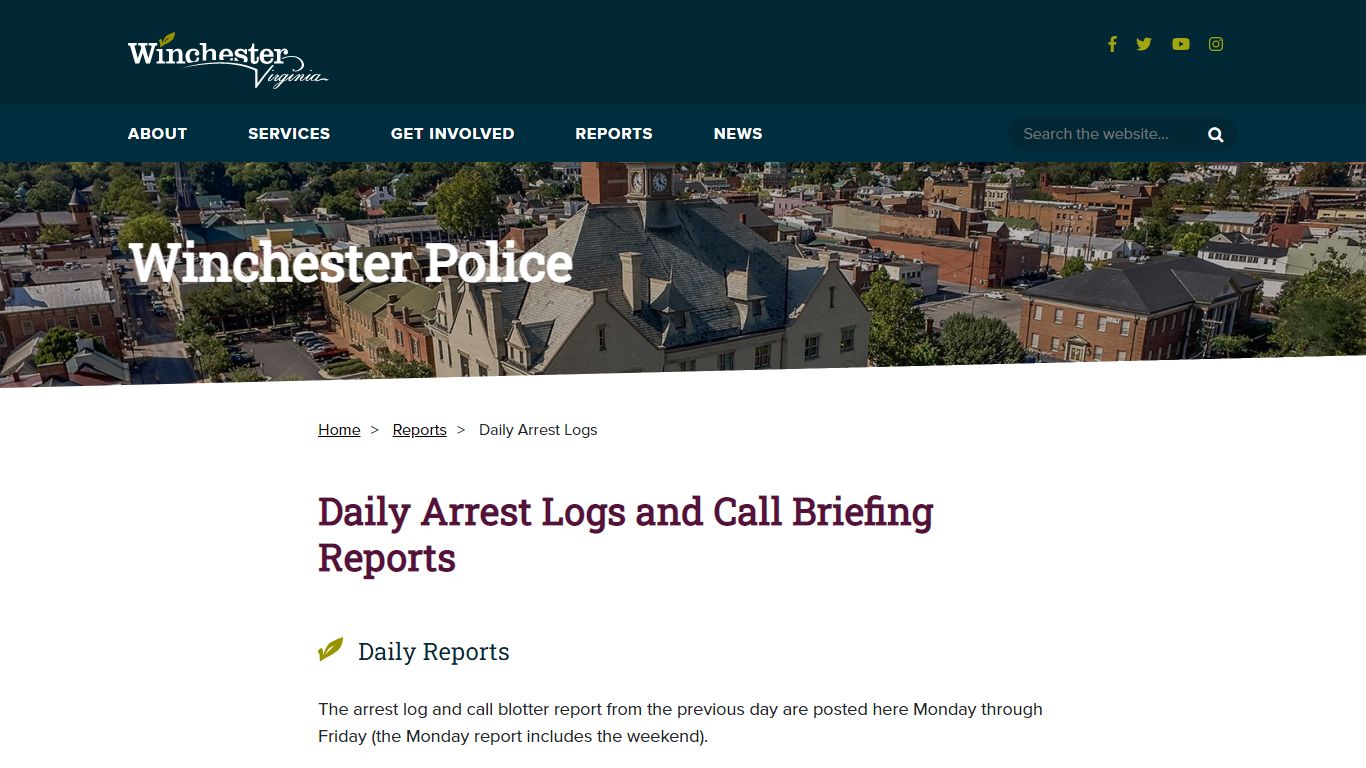 Daily Arrest Logs | Winchester Police